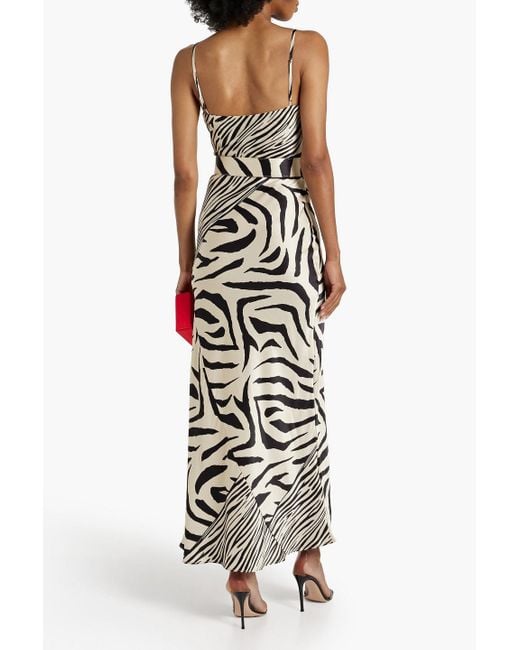 Nicholas White Simone Zebra-print Silk-satin Maxi Dress