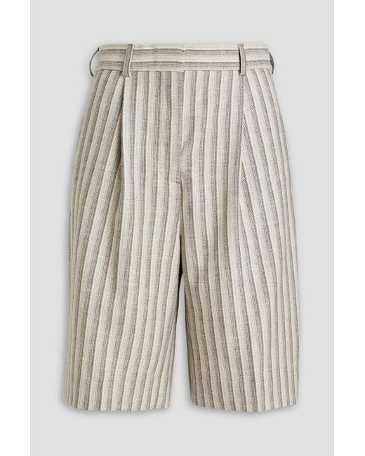 Acne White Ruthie Striped Wool And Cotton-blend Shorts