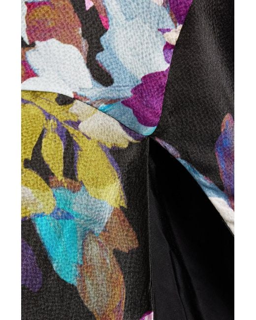 Nicholas White Sage Hammered Floral-print Silk-satin Dress