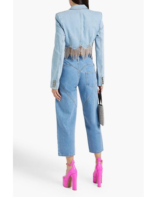 Area Blue Cropped Cutout High-rise Straight-leg Jeans