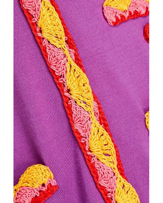 Moschino Pink Crochet-trimmed Wool Midi Dress