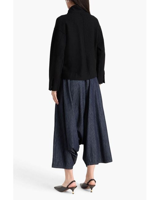 Eileen Fisher Black Merino Wool Felt Jacket
