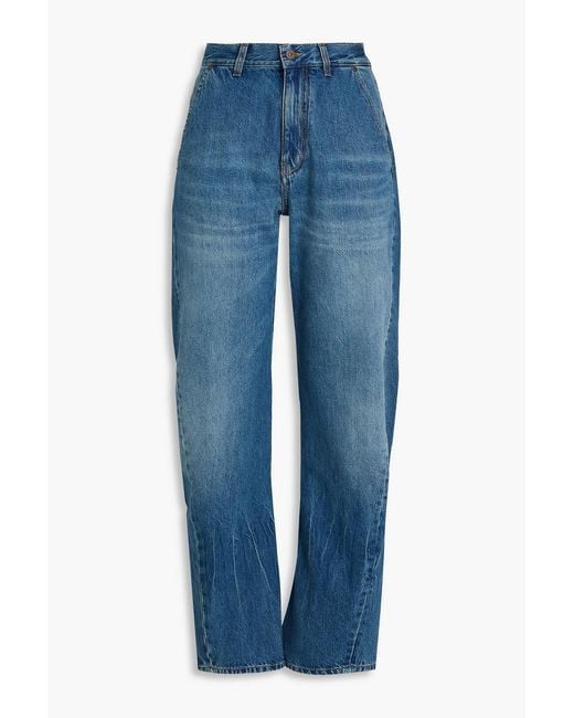Victoria Beckham Blue Faded Mid-Rise Barrel-Leg Jeans