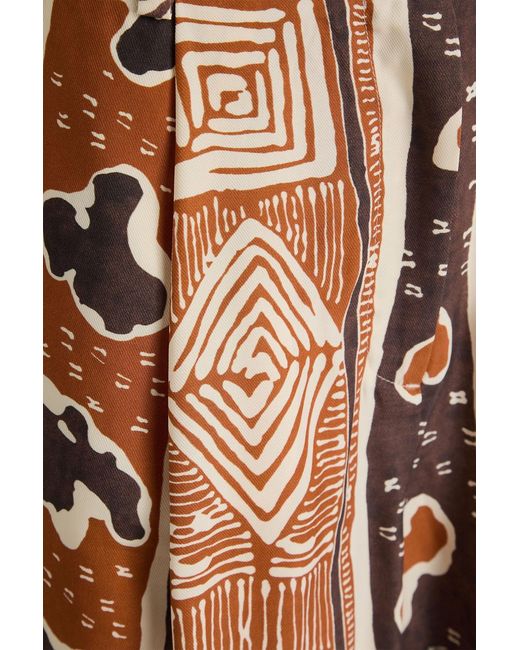 Rejina Pyo Brown Dorsi Printed Twill Tencel Shorts