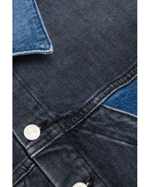 Mother Blue Patchwork-Effect Denim Jacket