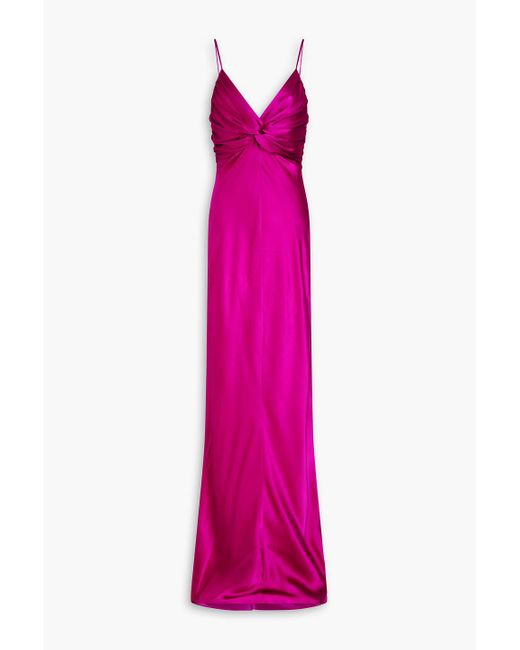 TOVE Pink Twisted Silk-satin Maxi Dress