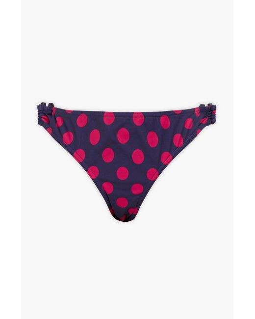 Zimmermann Purple Tief sitzendes bikini-höschen mit ringdetails und polka-dots