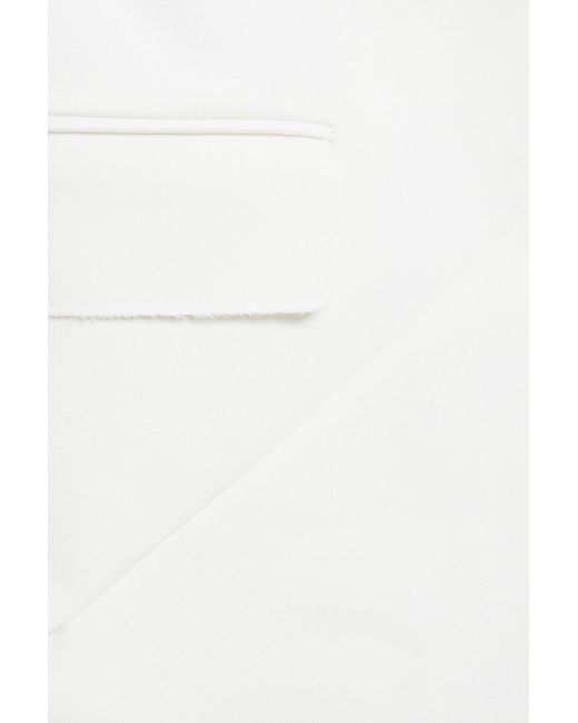 MSGM White Rufflled Crepe Tuxedo Mini Dress