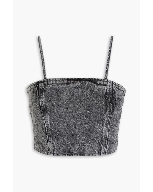 ROTATE BIRGER CHRISTENSEN Gray Top Smanicato Con Strass