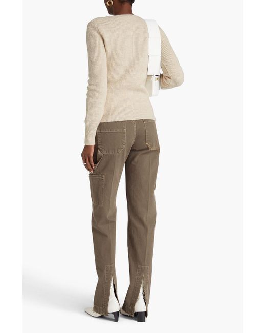 Jacquemus Natural Asymmetric Ribbed-Knit Sweater