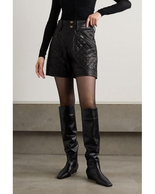 Isabel Marant Black Candice Quilted Leather Shorts