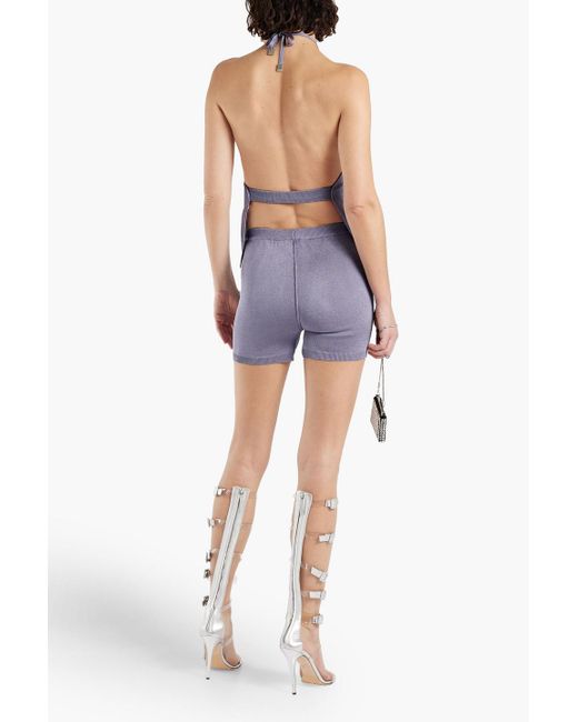 1017 ALYX 9SM Purple Embellished Metallic Stretch-knit Shorts