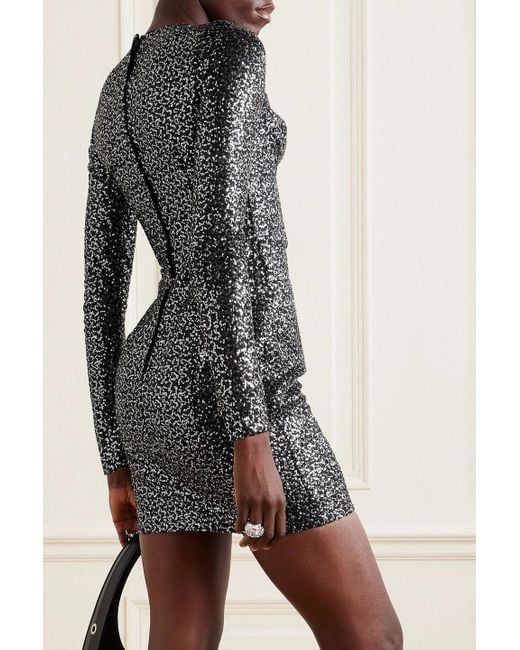 Dolce & Gabbana Gray Sequined Tulle Mini Dress