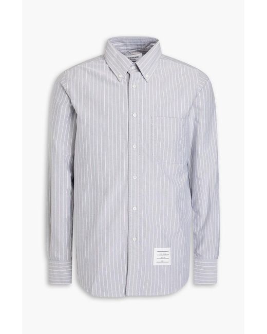 Thom Browne White Striped Cotton-oxford Shirt for men