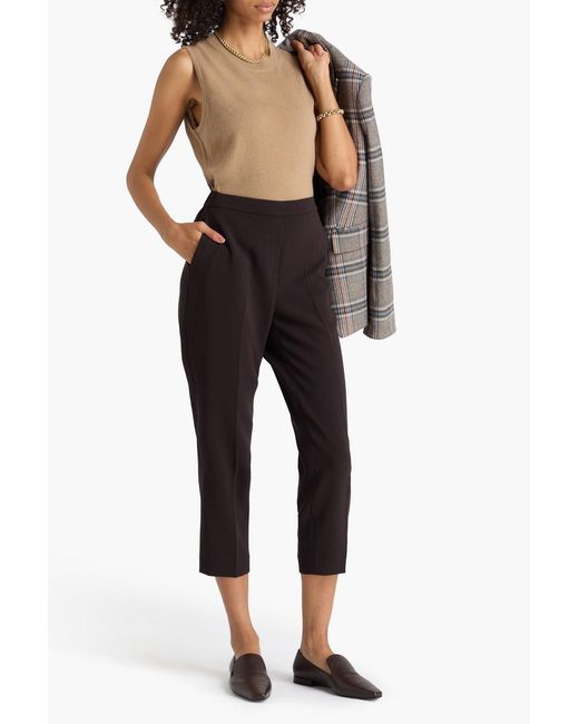 Theory Blue Treeca Cropped Crepe Tapered Pants