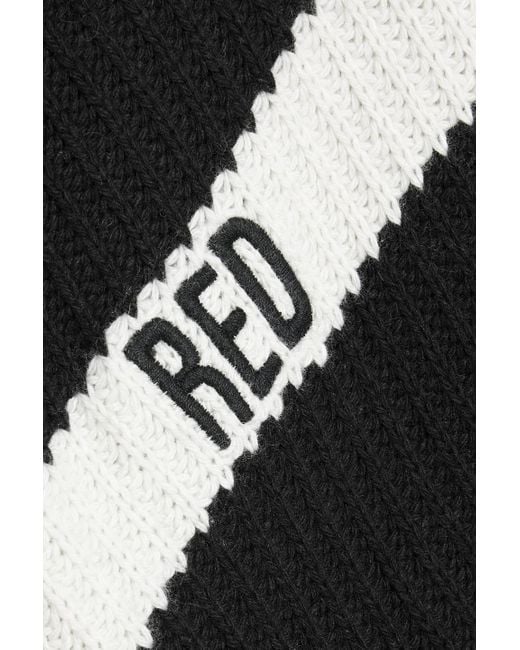 RED Valentino Black Ribbed Jacquard-knit Cardigan