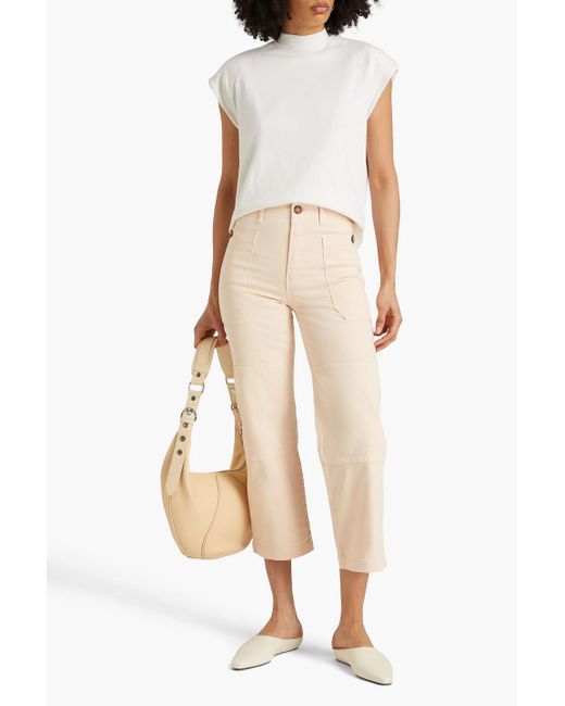 FRAME Natural Cropped Stretch-cotton Twill Cargo Pants