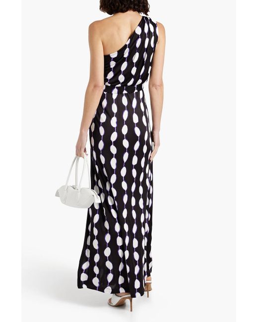Diane von Furstenberg White Kiera One-shoulder Printed Jersey Maxi Dress