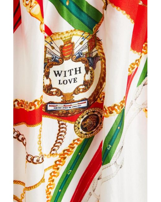 Camilla Red Crystal-embellished Printed Silk-twill Maxi Dress