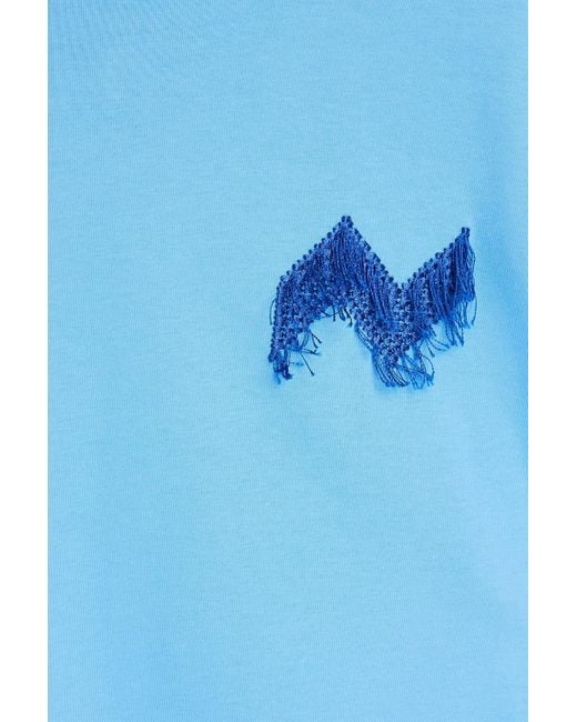 Missoni Blue Embroidered Cotton-jersey T-shirt for men
