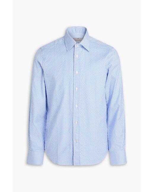 Canali Blue Checked Cotton-jacquard Shirt for men