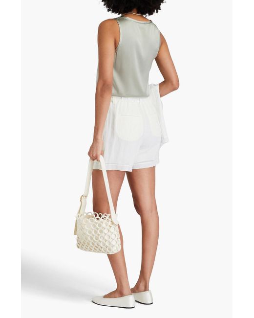 Brunello Cucinelli White Pleated Cotton-organdie Shorts