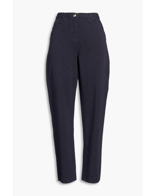 HANNAH Blue Ari Cotton-Twill Straight-Leg Pants