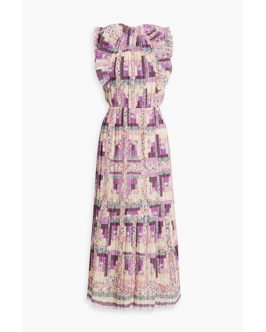 Sea Pink Naya Pleated Printed Woven Maxi Dress