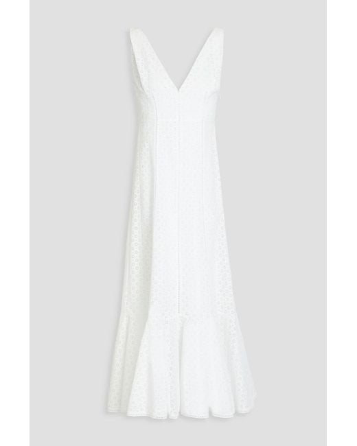Philosophy Di Lorenzo Serafini White Broderie Anglaise Cotton-blend Midi Dress