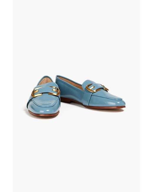 Sam Edelman Blue Leonie Embellished Faux Patent Leather Loafers