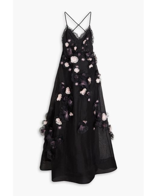 Zimmermann Black Embellished Linen And Silk-blend Gauze Maxi Dress