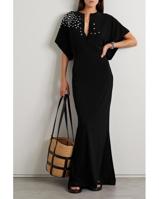 Norma Kamali Black Obie robe aus stretch-jersey mit nieten