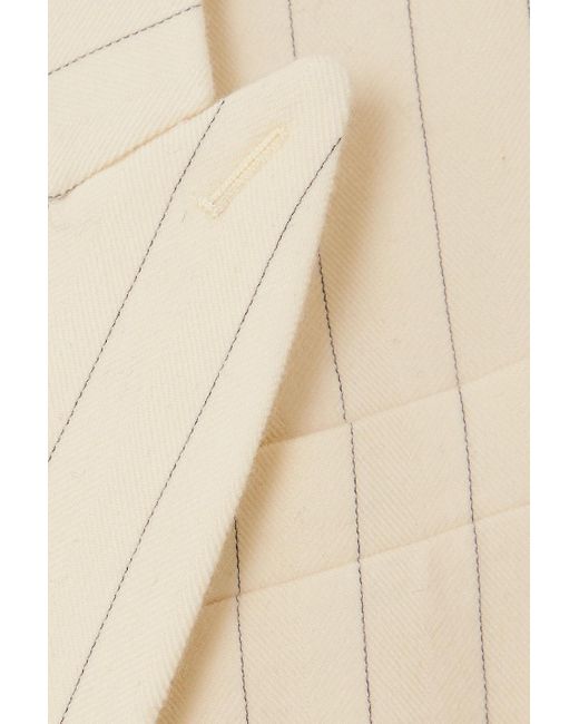 Zimmermann Natural Luminosity Oversized Double-breasted Pinstriped Wool And Cotton-blend Blazer