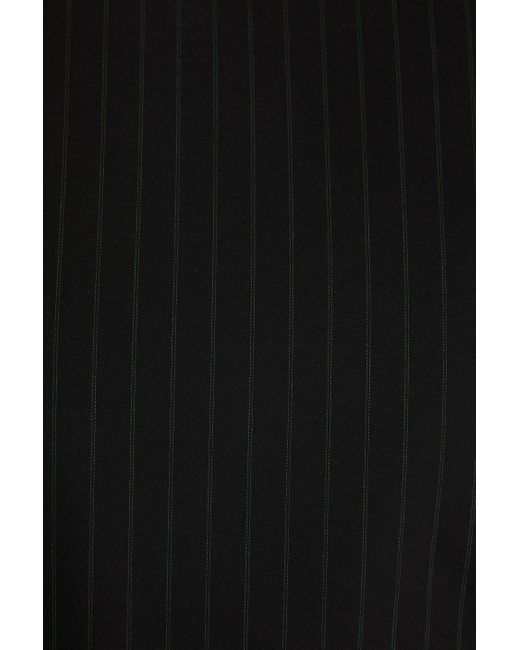 Ganni Black Doppelreihige cropped jacke aus twill mit nadelstreifen