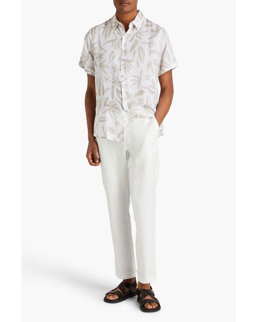 Onia White Jack Printed Linen-blend Shirt for men