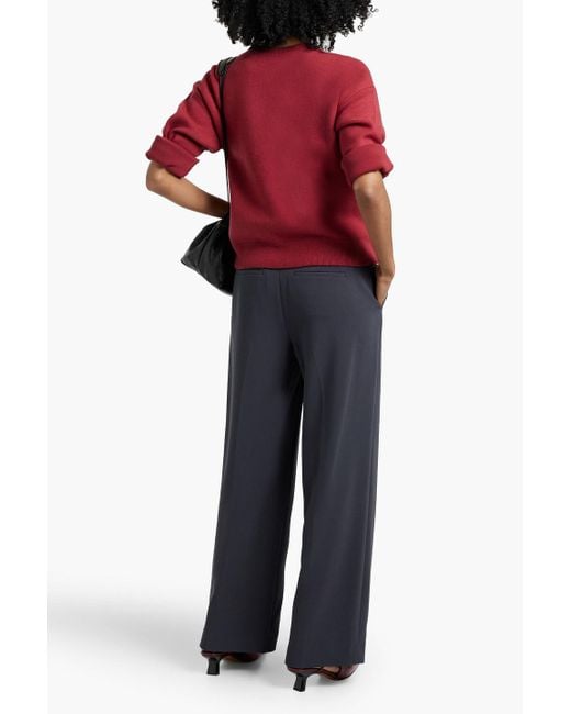 Vince Blue Belted Crepe Wide-Leg Pants