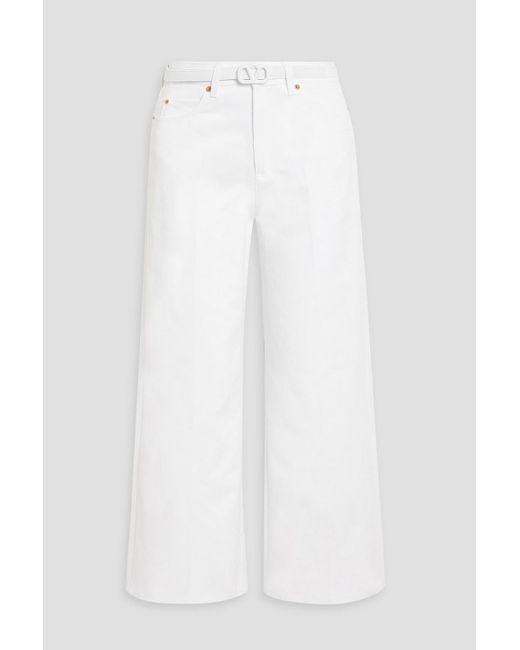 Valentino Garavani White Belted High-rise Wide-leg Jeans