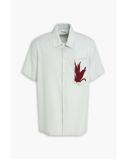 Jil Sander White Bead-Embellished Wool-Twill Shirt for men