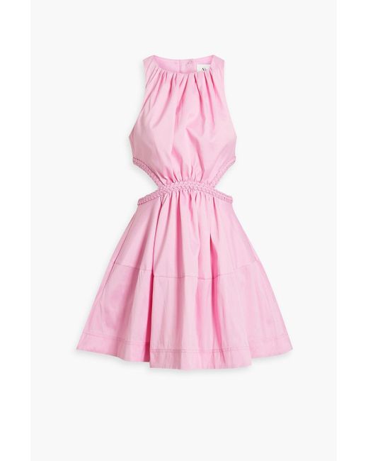 Aje. Pink Cutout Poplin Mini Dress