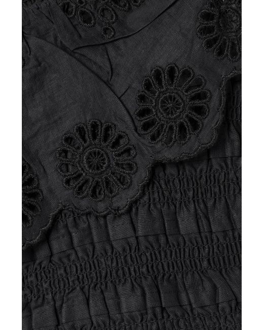 Sea Black Blaine verkürztes oberteil aus baumwolle mit lockstickerei und raffungen