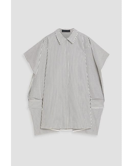 Proenza Schouler Gray Isla Cape-Effect Striped Cotton And Silk-Blend Mini Shirt Dress