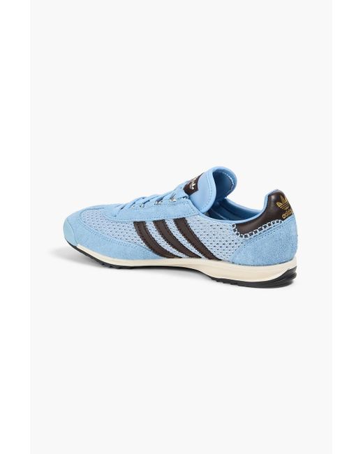 Adidas Originals Blue Striped Suede And Mesh Sneakers for men