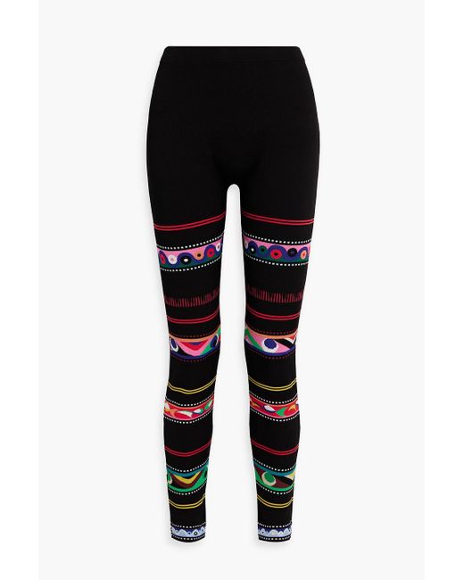 Emilio Pucci Black Jacquard-knit leggings