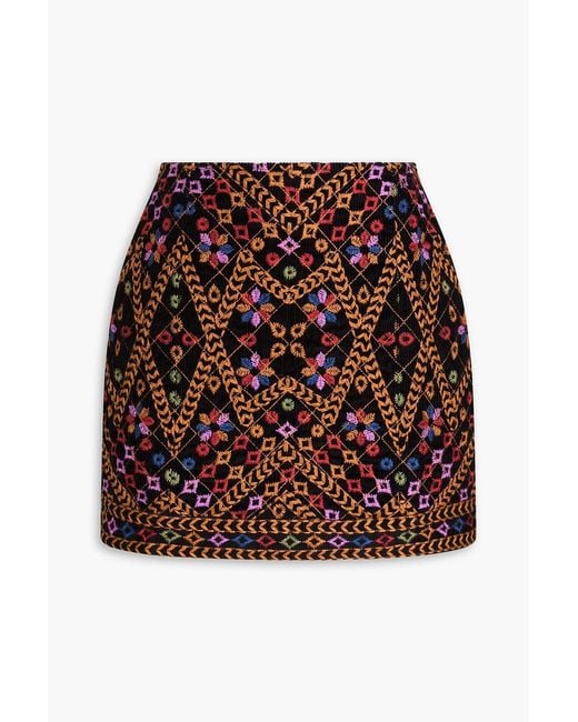 Farm Rio Embroidered Cotton-Corduroy Mini Skirt