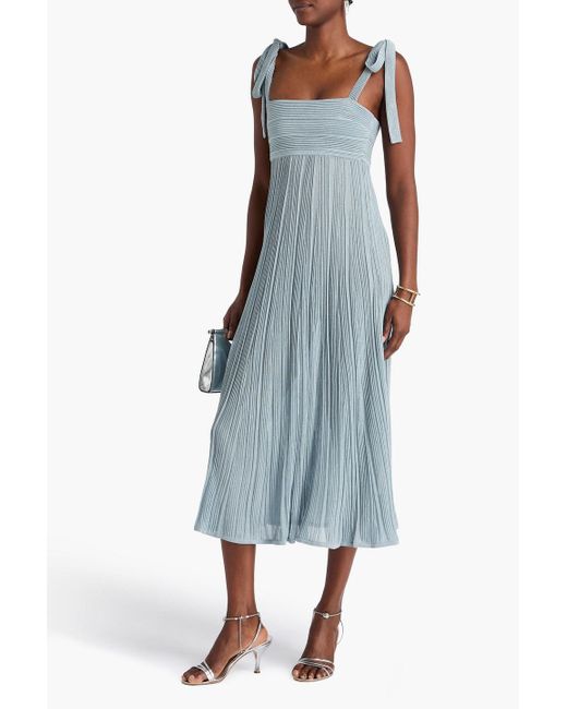Zimmermann Blue Metallic Ribbed-knit Midi Dress
