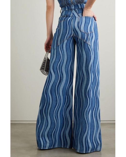 Area Blue Sunray Embellished Printed High-rise Wide-leg Jeans