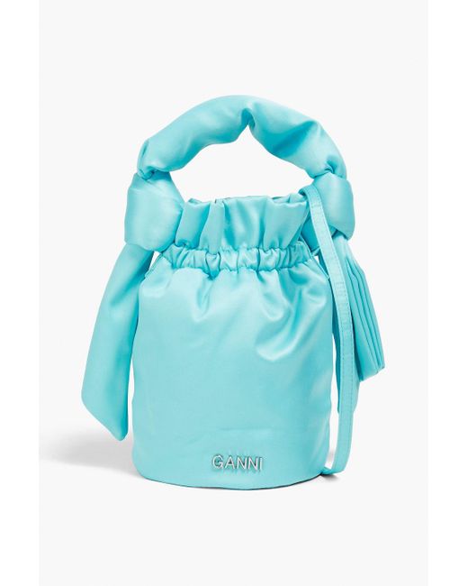 Ganni Blue Satin Bucket Bag
