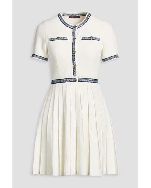 Maje Natural Pleated Cotton-Blend Terry Mini Dress