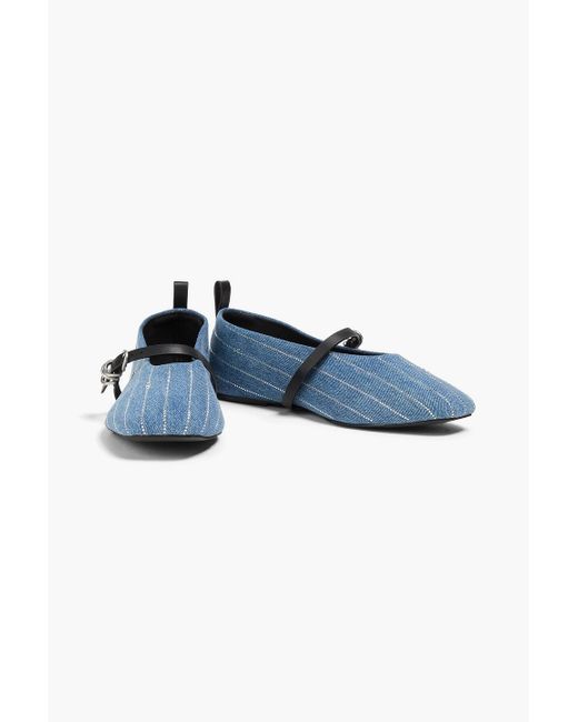 Rag & Bone Blue Spire Crystal-Embellished Denim Mary Jane Flats