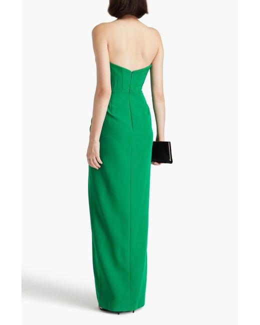 Marchesa Green Strapless Twisted Crepe Gown